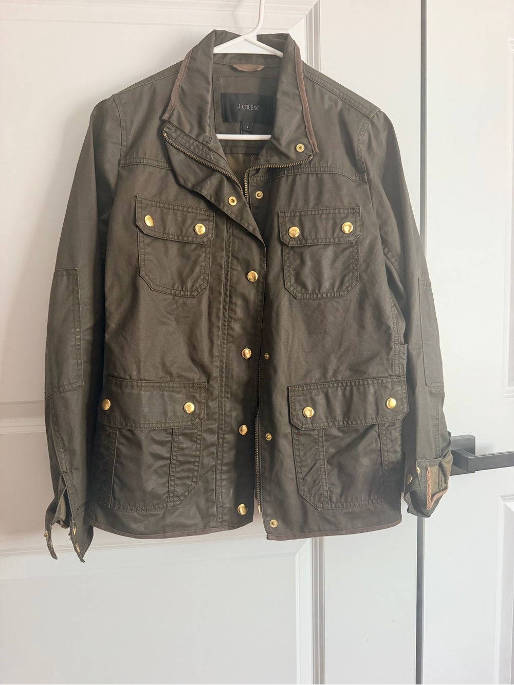 J. Crew Olive Field Jacket with Gold Buttons